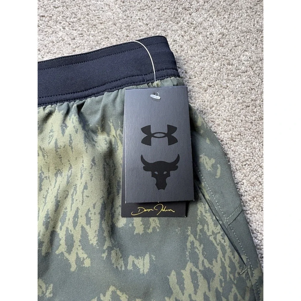 Under Armour Men's XL Project Rock Boardshorts Loose Shorts Marine OD Green NEW